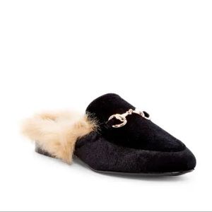 Suede faux fur Slip on loafers